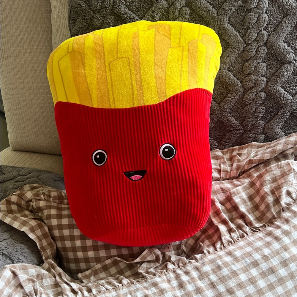 Cute Plush French Fry Pillow - Red & Yellow